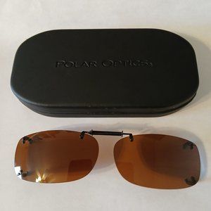 Men's Brown Rimless Rectangular Clip-On Sunglasses Lens Frames & Hard Case